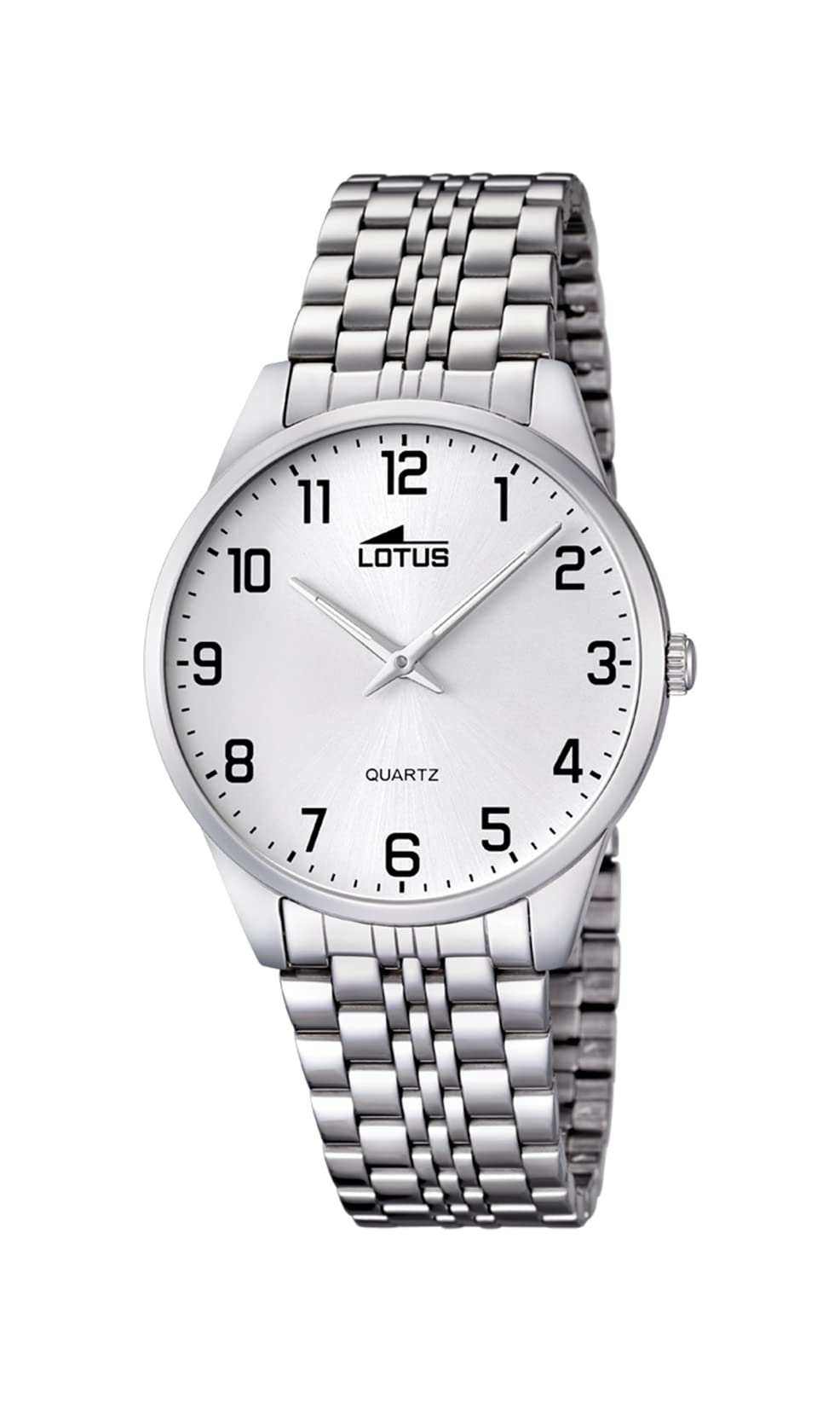 Lotus Men's Quartz Watch with White Dial Analogue Display and Silver Stainless Steel Bracelet 15883/1