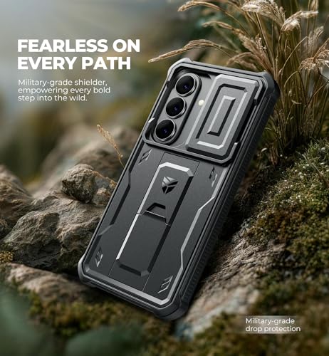 Dexnor for Samsung Galaxy S26 Case with Upgraded Slide Camera Cover & 2 Front Frames & Built-in Screen Protector & Kickstand, Heavy-Duty Rugged Case Full-Body Shockproof Bumper Protective Cover