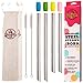 BOBA FIDE Stainless Steel Boba Straws - 9.4” & 8.5” Long, Safety Silicone Tips & Brushes in 2 Travel Cases Included, Angled Tip Extra Wide Bubble Tea Milkshake Straws, 4 Reusable Metal Straws