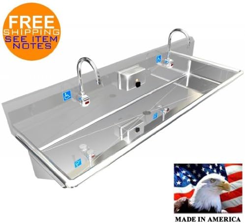 ADA 2 STATION 60" HAND WASH SINK ELECTRONIC FAUCET HANDS FREE. MADE IN AMERICA
