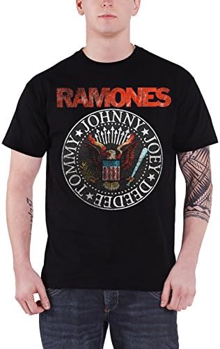 Ramones T Shirt Vintage Eagle Seal Distressed Band Logo Official Mens Black