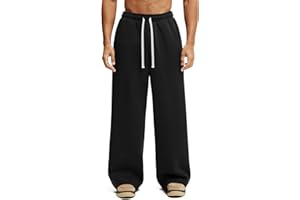 HeSaYep Men's Fleece Lined Sweatpants Baggy Wide Leg Lounge Sweat Pants with Pockets