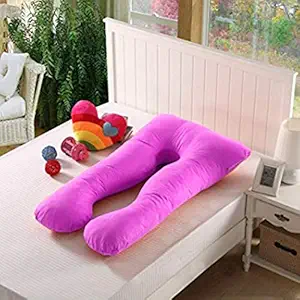 Happy Home Products 20 x 15 x 10 cm Cotton U Shaped Body Pillow with Washable Cover for Pregnant Women-Pink