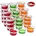DuraHome Plastic Portion Cups with Lids 2 oz. Pack of 150 Leakproof Jello Shot Cup Mini Containers for Salad Dressing Sauce Condiment Snack Souffle and Salsa, Disposable