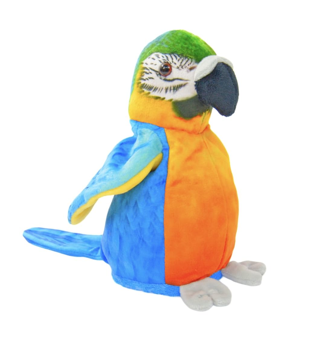 Kögler 75956 - Laber Parrot Sunny, Labelling Animal with Recording and Playback Function, Everything Rattles Fun and Moves, Approx. 21 cm Tall, Ideal as a Gift for Boys and Girls
