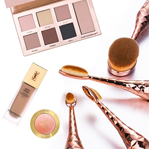 Micup Diamond Shape 10pcs Oval Makeup Brush Set Foundation Contour