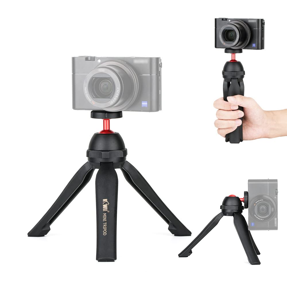 KIWIFOTOS Mini Desktop Tabletop Vlog Travel Tripod Selfie Grip for Sony ZV-1 ZV-1II ZV-1F RX100 Series R50V Powershot V1 D-Lux 8 LX100 X100 & Compact Camera, Entry-Level DSLR LED Light Mini Projector