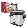 Quest-34250-Brushed-Square-Deep-Fat-Fryer-Compact-Non-Stick-Coating-Stainless-Steel-15-Litre-900W Quest 34250 1.5 Litre Stainless Steel Deep Fat Fryer / 130-190°C Adjustable Temperature / Lid Cover & Viewing Window…