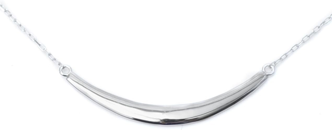 Amazon 18金 ホワイトゴールド ネックレス スマイル ネックレス レディース 約43cm 月形 アーチ ネックレス バーネックレス K18wg ネックレス 通販