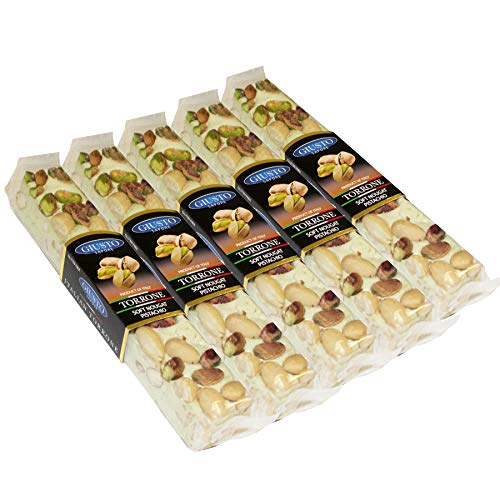 Giusto Sapore Torrone Bar 3.5oz - 5 Pack - Premium Gluten Free Dessert Brand - Imported from Italy and Family Owned (Pistachio, 5 Pack)