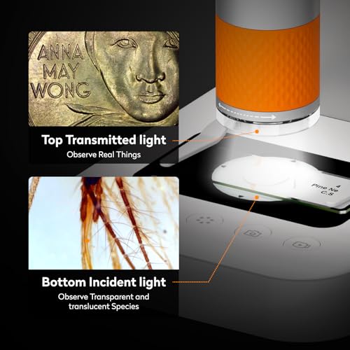 MatataStudio MX2-AS Professional Digital Microscope Portable Electronic Microscope 2 in 1 with 4.3 Inch LCD, 100x 1600x Zoom, Supports Photo and Video, Birthday Gift