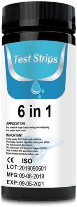 50pcs 6 in 1 Fish Tank Test Strips Acidity Alkalinity Ph Kh Gh Nitrite Aquarium Water Quality Test Papers Set by Holo Cute