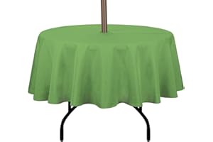 youngseahome Outdoor Tablecloth Wrinkle-Free Stain Resistant Waterproof Polyester Fabric Table Cover with Zipper Umbrella Hole for Picnic/Party/Dinner/Patio Garden(70inch Round,Zippered,Olive Green)