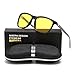 HD Night Vision Polarized Sunglasses Square Yellow Lens Aluminum Magnesium Temple Spring Hinges Driving Sun Glasses Men Women Classic Retro Glasses (Night Vision Lens/Bright Black Frame)