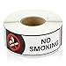No Smoking Sign Stickers (3 x 1 inch, White/Black - 300 Labels) No Smoking Labels for Caution, Warning, Business, Home - Prohibido Fumar