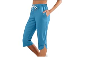 Women Capri Pants Summer Cut Out Side Casual Fashion Drawstring Soft Comfort Capris Workout Running Cropped Jogger