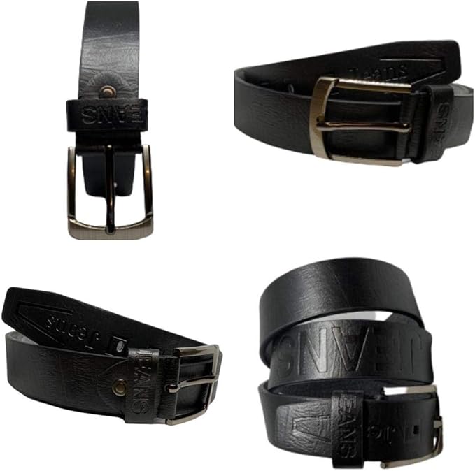 Men's Wide Fashion Leather Belt Black Jeans Trousers Adjustable Belts