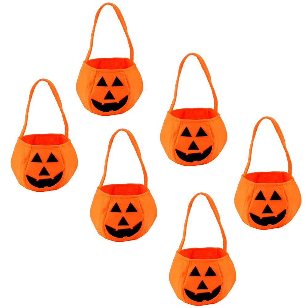 6 Halloween pumpkin bags with smile, children's candy bags, Halloween pumpkin bags, sweet or treat bags, suitable for Halloween use of children