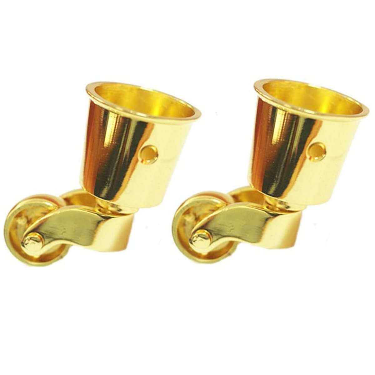 Boxonly 2PCS Swivel Caster Wheels Polished Antique Cup Type Casters Solid Brass High Load Capacity Universal Furniture Castors For Furniture Suits Beds Armchairs Gold