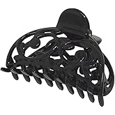 Parcelona French Jardin Black Medium Covered Spring Celluloid Jaw Hair Claw Clip Clamp Clutcher