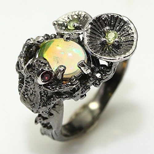Little Pond Multiple Colors Natural Opal Handmade 925 Silver Ring Size 7.75