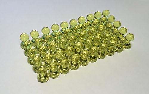 50 Transparent Pushpin magnets (Yellow) - Extra strong. Great for maps, fridge, file cabinets, white boards and more!