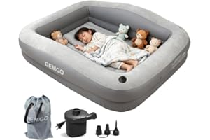 Inflatable Toddler Travel Bed Portable: GEMGO 67" Toddler Bed for Kids with 4 Safety Sides - Lightweight Kids Air Mattress wi