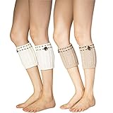 2 Pack of Womens Short Crochet Leg Warmer Knit Boot Socks Topper Cuff