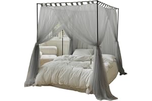 Mengersi Canopy Bed Curtains Bed Canopy Canopies Net,Bedroom Decoration Accessories(Queen,Gray)