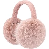 Pocadri Fluffy Ear Muffs for Women Winter Soft Fuzzy Cute Ear Covers Cold Weather Ear Warmers Headband Foldable Earmuffs