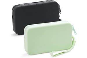 Hipruict Silicone Period Bags, 2 Pcs Tampon Holder for Purse with Zipper & Handle, Sanitary Napkin Storage Bag for Purse, Keeping Discreet Feminine Products, Black and Green