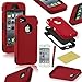 Fulland Hybrid Body Armor Silicone Case with Stylus Pen and Screen Protector for Apple iPhone 4 / 4S – Red