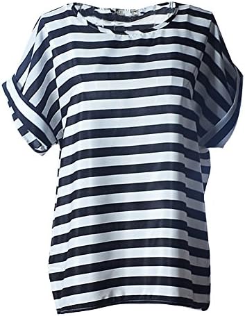 YOUNG LIGHT@ Womens Cute Geometric Print Loose Chiffon Blouses Top Shirt Cool T-shirt (X-Large,Horizontal stripes)