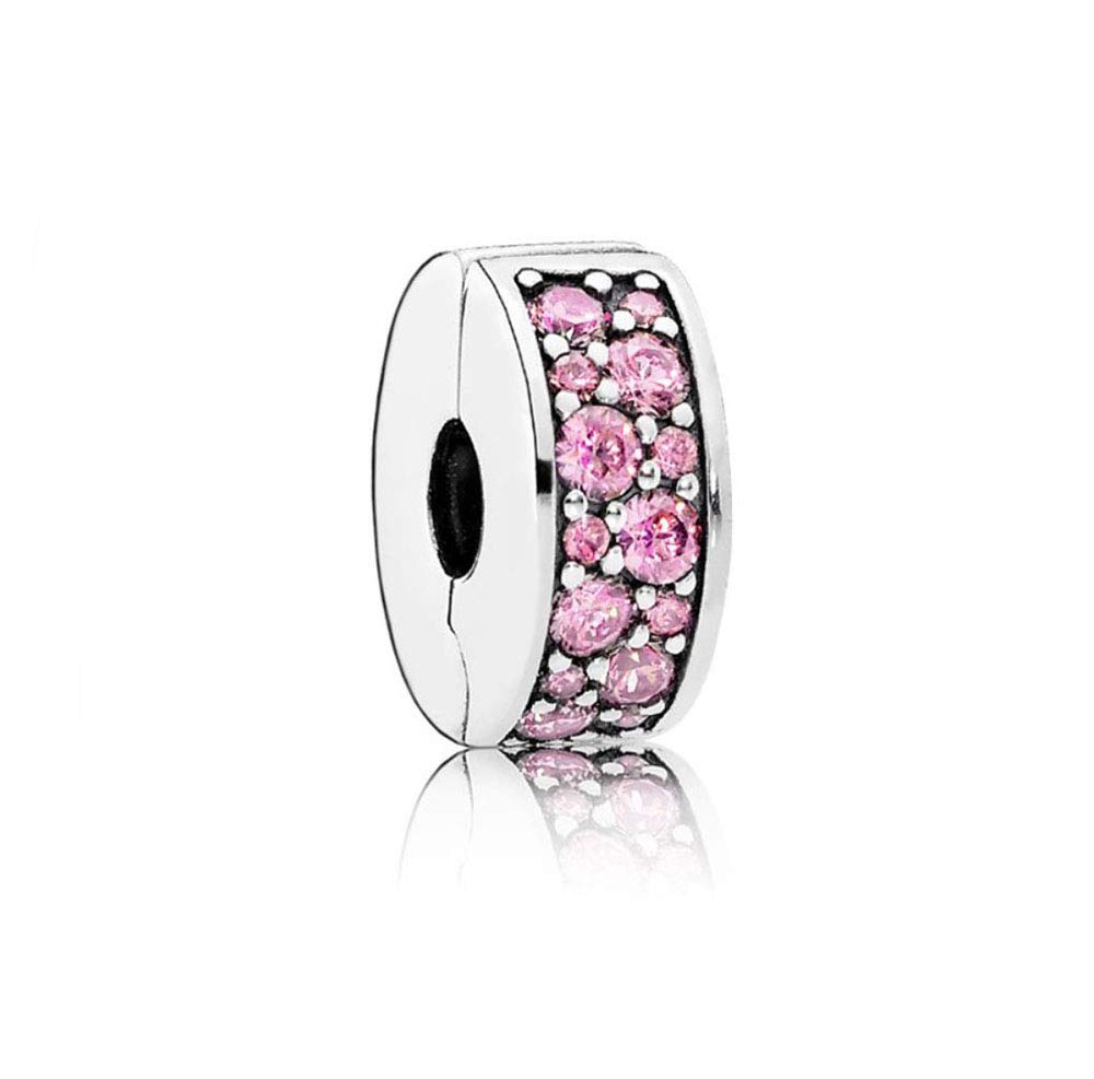 FGT Women October Birthstone Clip Charm for Bracelets Necklaces Sterling Silver Pink Charm Sisters Mum Wife Daughter Mothers Day Girlfriend Lover Valentine Family Birthday