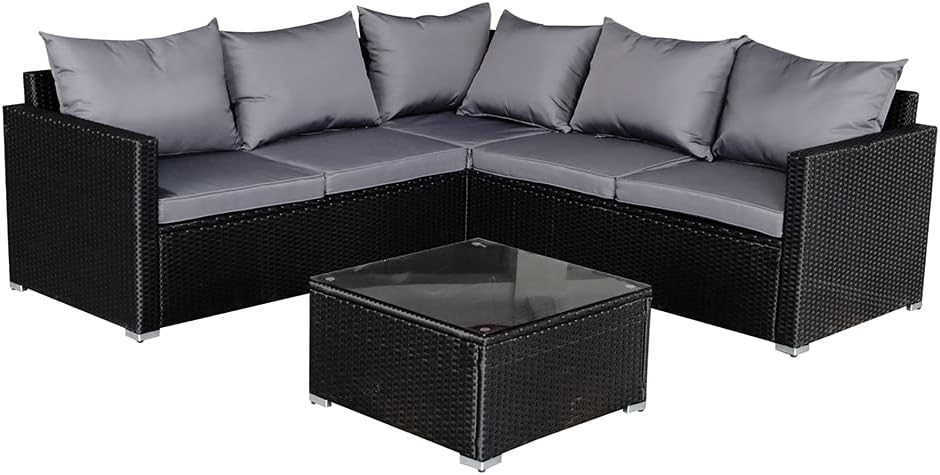 Panana 5 Seater Rattan Corner Sofa Set with Coffee Table and Cover