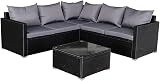 Panana 5 Seater Rattan Corner Sofa Set with Coffee Table and Cover