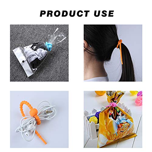 Silicone Ties, Reusable Rubber Ties 30 Pack Multi Use Twist Ties for Kitchen Food Grade Bread Tie Colorful Cable Ties - Thumbnail 6