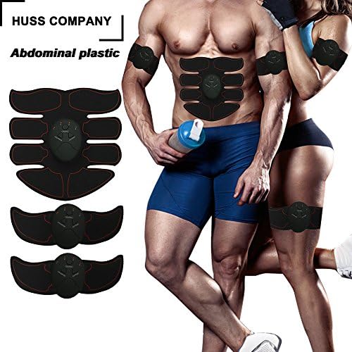 Huss Company ABS STIMULATOR &amp; MUSCLE TONER - Portable Muscle Trainer with Rhythm &amp; Soft impulse - 6 Modes &amp; 10 levels with Simple Operation - Ultimate abs stimulator &amp; Fat Burner Equipment