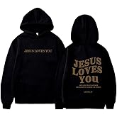 PANOZON Jesus Loves You Hoodie Christian Faith Religious God Tops Man Woman Pullover Sweatshirt Longsleeve