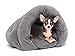 Birdsong The Original Cuddle Pouch Pet Bed (Medium), Covered Dog Bed, Dog Cave, Covered Hooded Pet Bed, Cosy, for Burrower Cats and Dogs, Gray