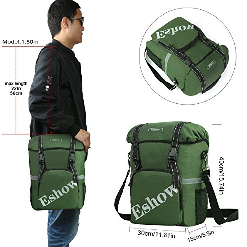 Eshow Waterproof Single Rear Bicycle Pannier Adjustable Hooks with Handle Strap Bag