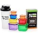 Meal Prep Haven FBA_MP-PC7PCombo-CA 7 Piece Multi-Colored Portion Control Container Kit with Guide and Protein Shaker Bottle