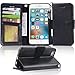 Arae Case for iPhone 6s / iPhone 6, Premium PU Leather Wallet case [Wrist Strap] Flip Folio [Kickstand Feature] with ID&Credit Card Pockets for iPhone 6s / 6 4.7 inch (Black)