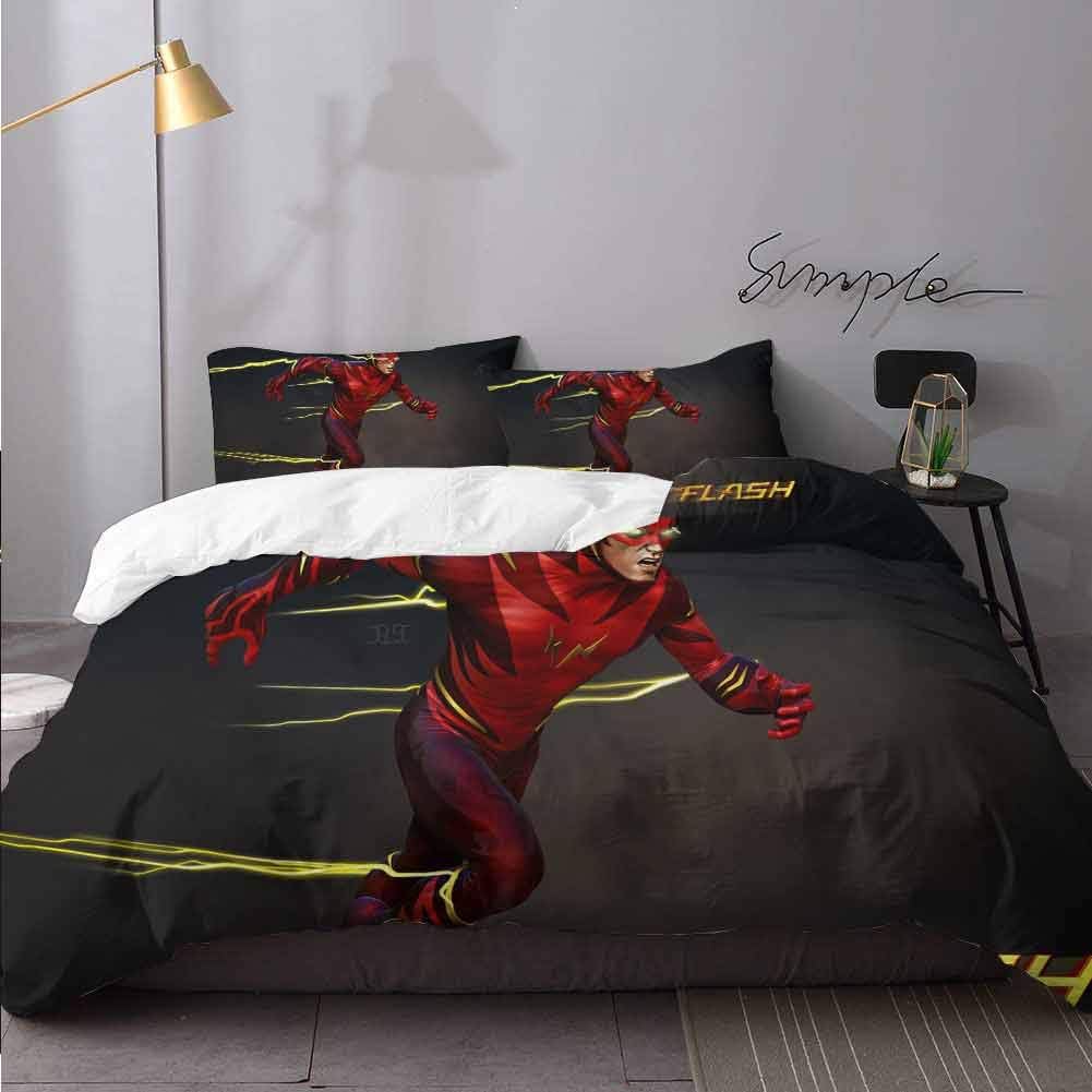 HunttyNan Christmas Bedding Sdx The Flash Barry Allen Art Rb Comforter Cover With Zipper Closure And 2 Pillow Shams Bedding 3 Piece Duvet Cover Set King