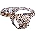 YUFEIDA Sexy Men's Underwear Thong G-string Leopard Print Bulge Pouch T-back Underpants (Large, Yellow)