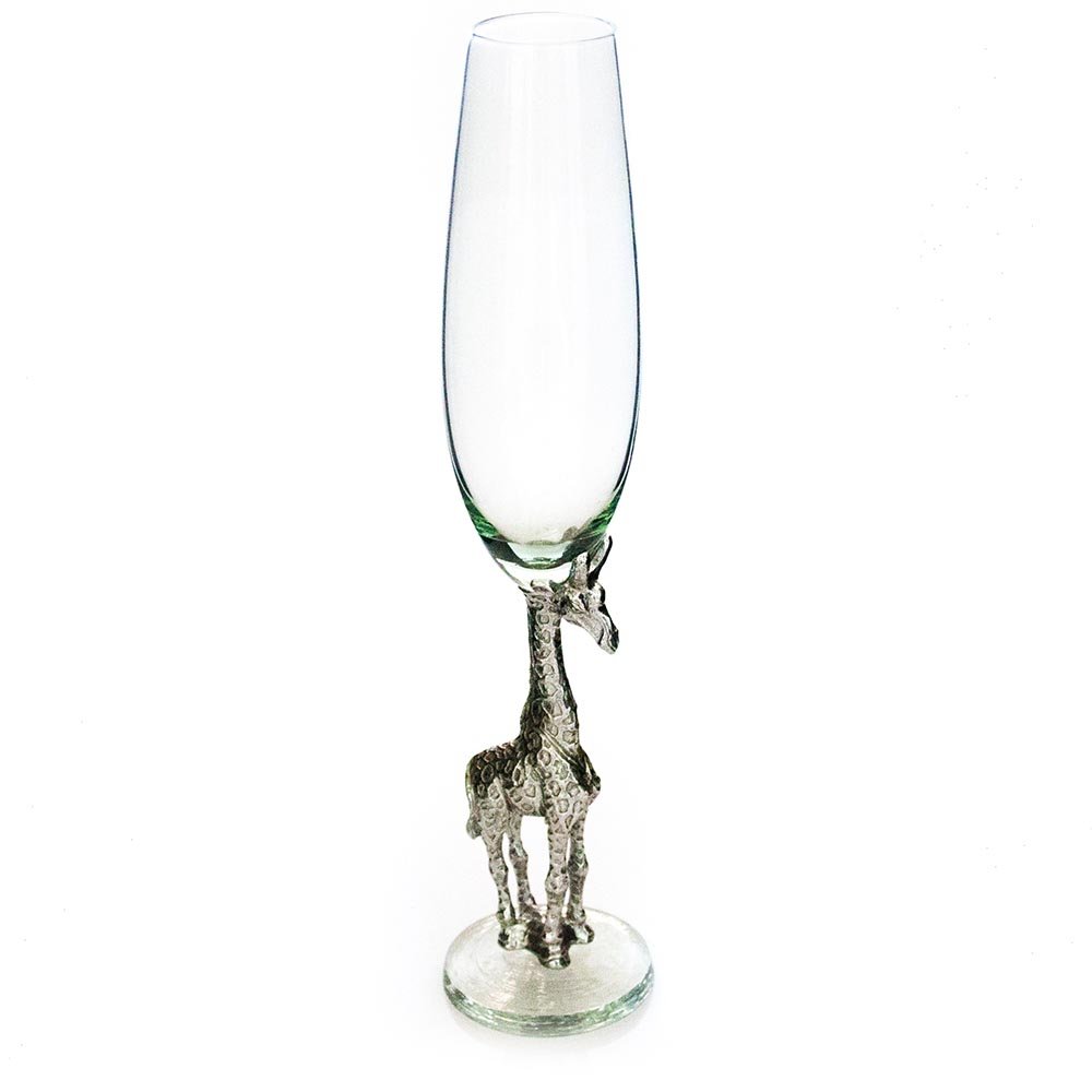 Ngwenya Glass Fair Trade Unique Bremers Giraffe stem Champagne Flute [ BR-07-P]