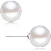 EFTKOY 18K Gold Plated 925 Sterling Silver Shell Pearl Stud Earrings,Hypoallergenic to Sensitive Ears