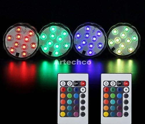 LED Submersible Lights (4 Pack),Remote Control,Dimmable,RGB Color Change Submersible LED Light Set,AA Battery Operated,Waterproof,LED Pond Light,LED Aquarium Light,LED Vase Light