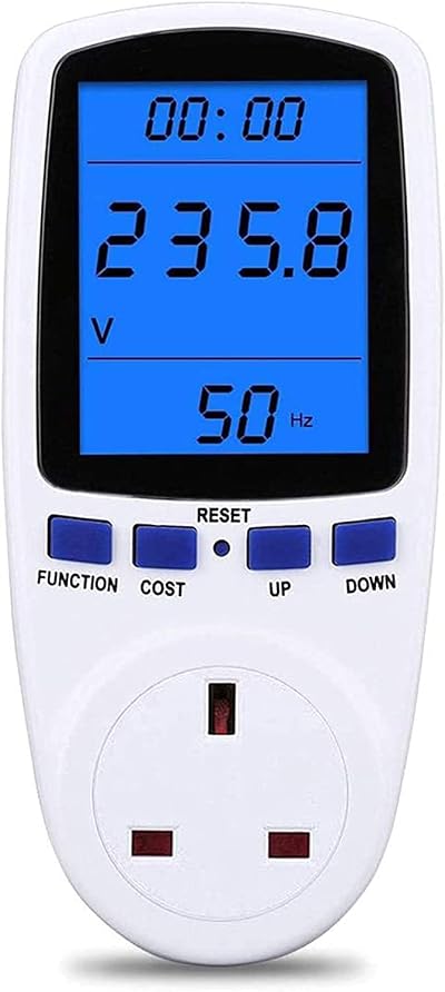 MECHEER Power Meter Plug Energy Monitor with Backlight 180° LCD UK Plug