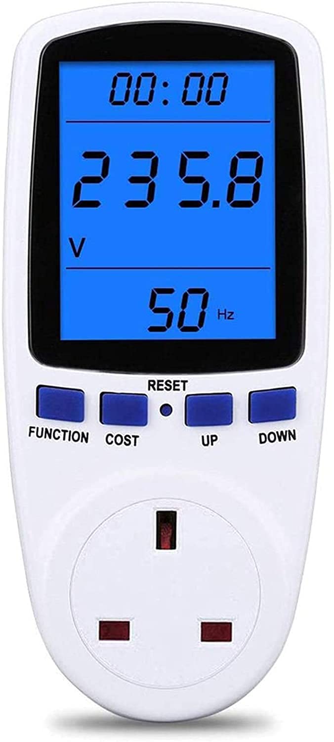 Power Meter Plug Energy Monitor Watt Backlight LCD Display Electricity Usage Consumption Analyzer Voltage Amps Wattage KWH Outlet Socket, Updated Version 180° Viewing Angle